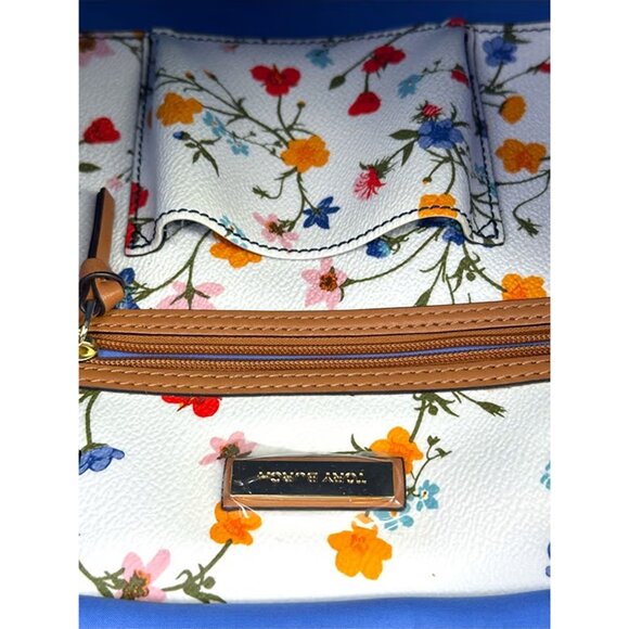 Tory Burch Kerrington Delphi Floral Tote Bag Zip Ivory Shoulder Handbag Purse NW - Picture 8 of 8